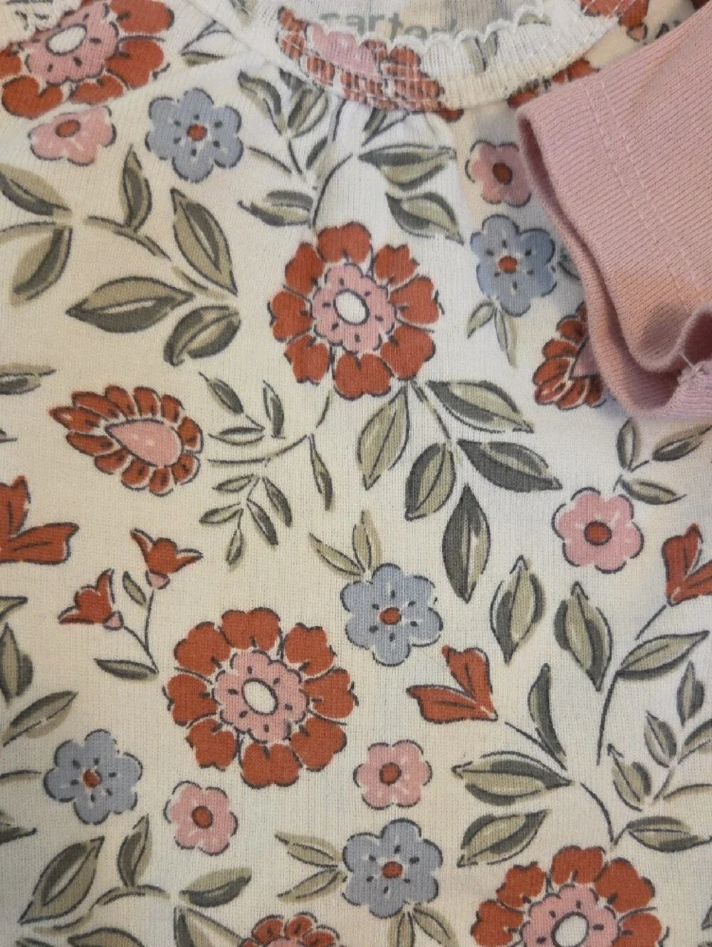Carter's Floral and Solid Pink Baby One-Piece Bodysuits